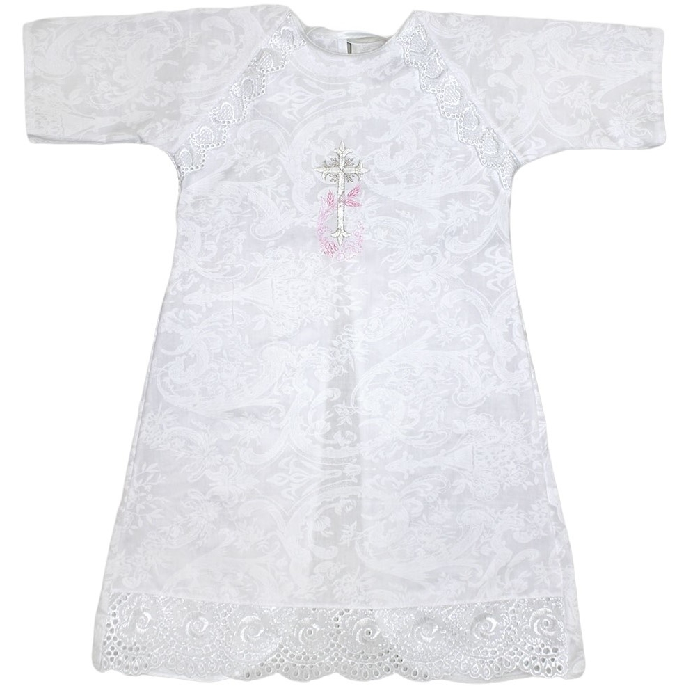 Платье-распашонка 74-86 для крещения розовый ш010/30