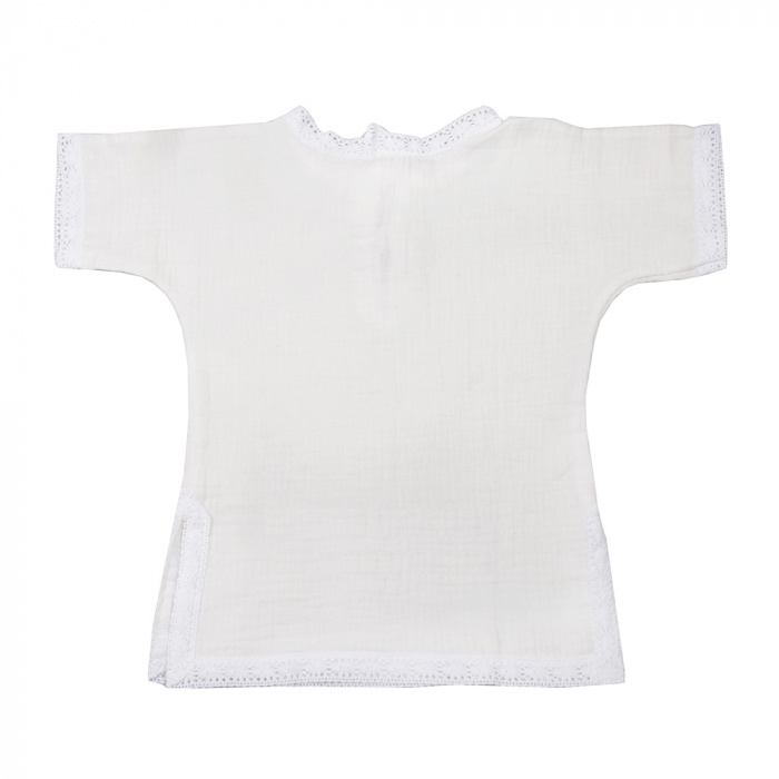 Крестильная рубашка с подрезами, рост 74, муслин, универсальная