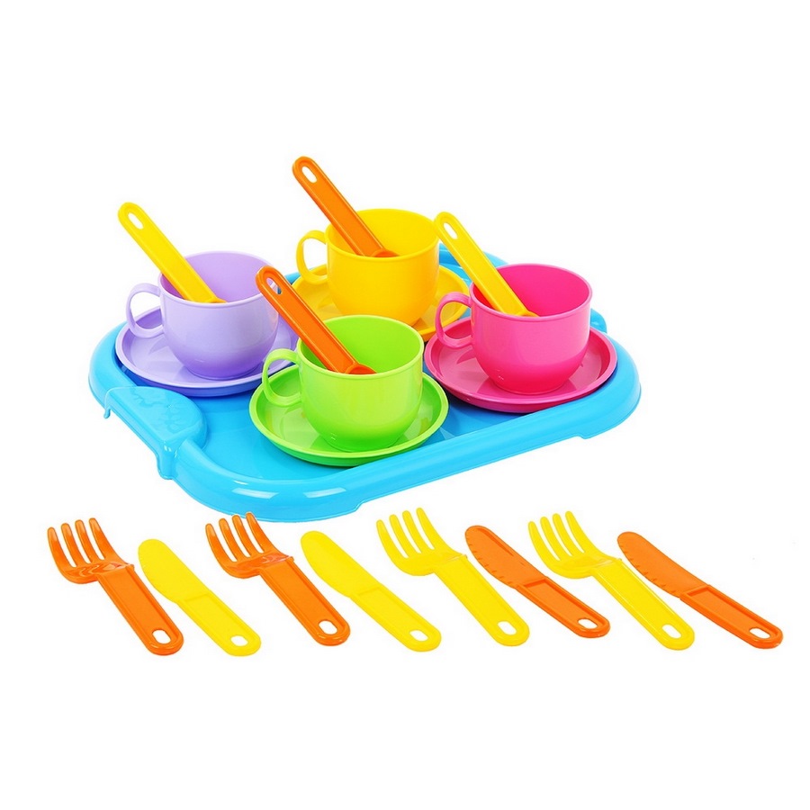 Набор детской посуды "Минутка" с подносом на 4 персоны (Полесье)