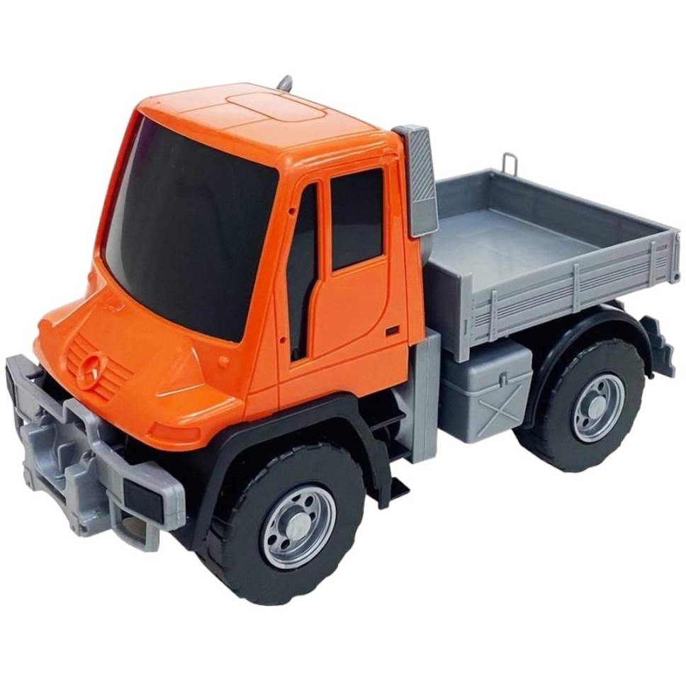 Игрушка Самосвал бортовыой Мерседес "Unimog U 500" Люкс черный (17,5 см, оранж.)