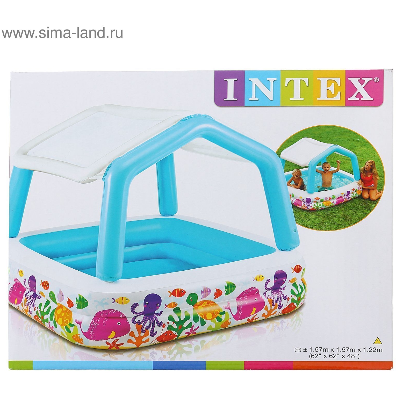 Детский бассейн "Домик" Intex с навесом (от 3 лет) 57470NP