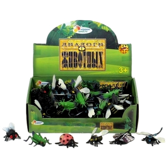 Игрушки пластизоль Играем вместе насекомые 5-7,5см 6 ассорти, хэнтэг в дисплее уп-96шт в кор.12уп 207R(1152)