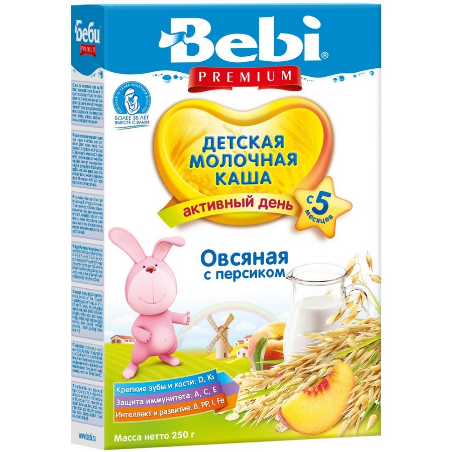 Каша молочная "Беби Премиум" овсянка-персик (250 г.)