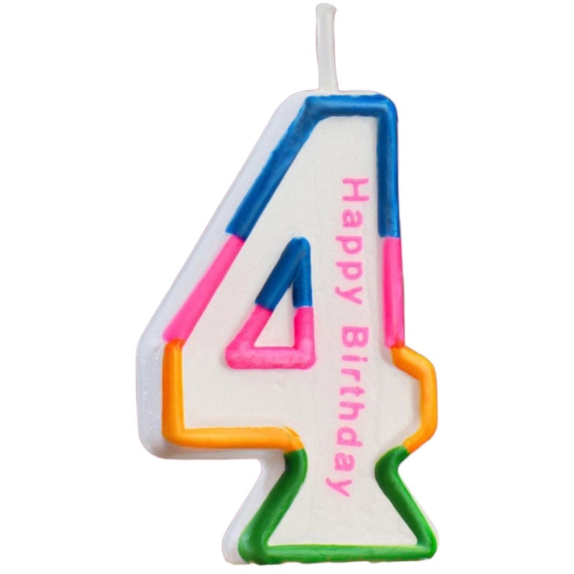 Свечи для торта цифра "4" (цветная полосочка) 635619