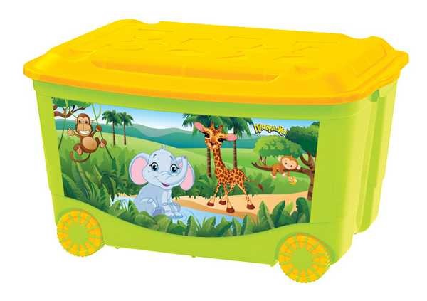 Ящик для игрушек на колесах с аппликацией (58х39х33 см)
