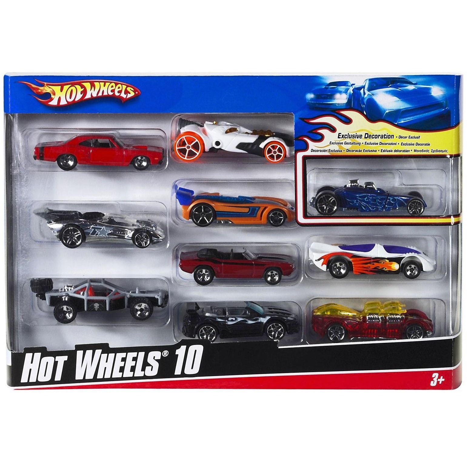 "маттел". "hot wheels® набор металлических машинок 10 штук в коробке в кор.6наб