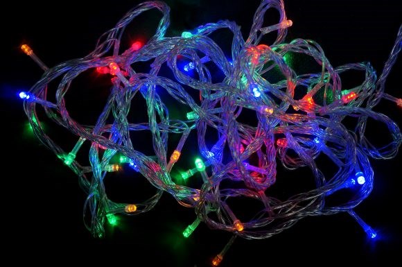 Гирлянда 180 led, цветное свечение, прозрачный провод