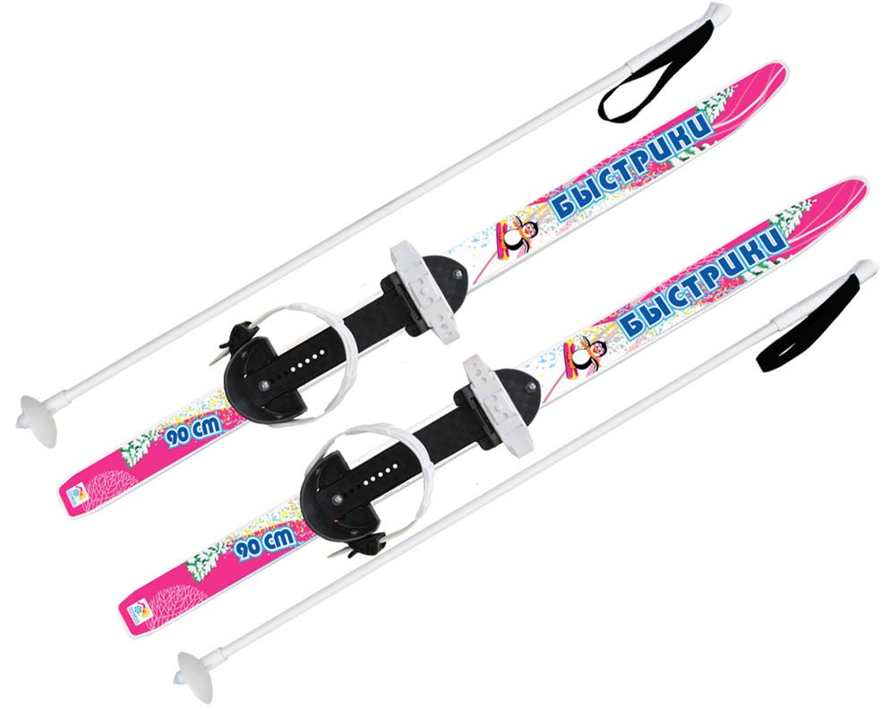 Лыжи детские быстрики с палками 90 см