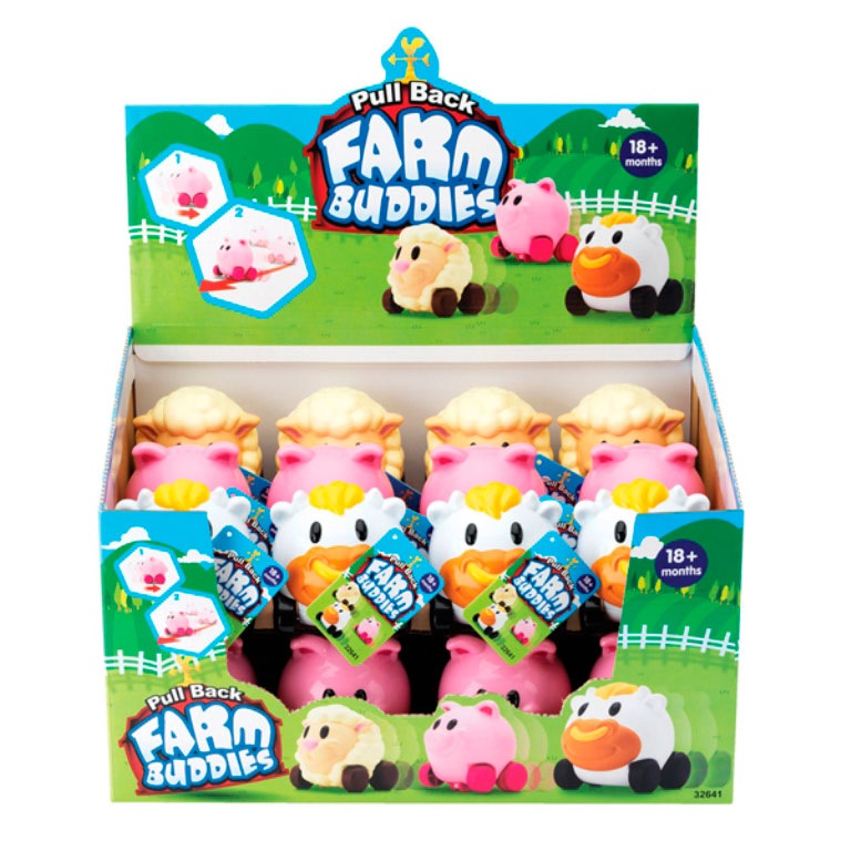 Домашние животные (бычок, барашек, поросёнок), серия "farm buddies", 24шт. в дисплее