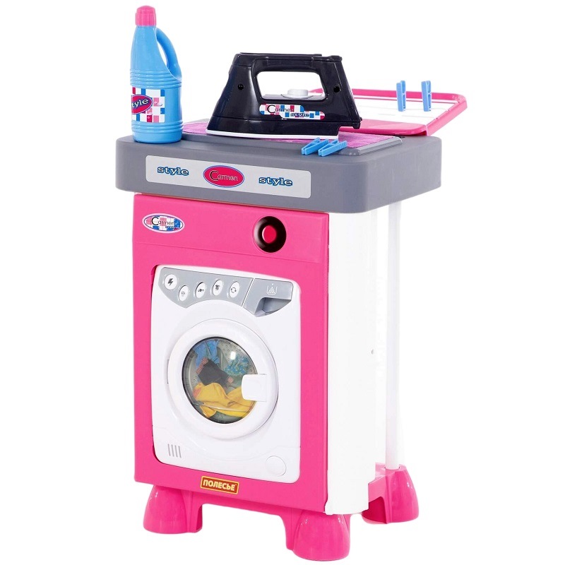 Игровой набор Carmen №2 стиральная машинка (в пакете, полесье, утюг, звук, 31х45х60 см)