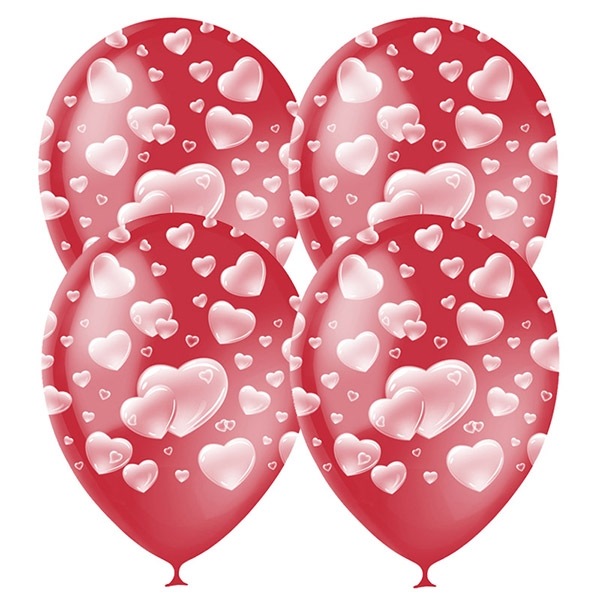 Воздушные шары "Сердца" (12" 30 см, 25 шт, красный, латекс)