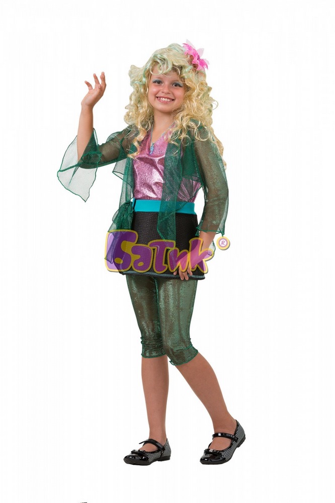 Карнавальный костюм "Лагуна блю" (жакет, майка, юбка, легинсы, парик, подвеска морской конек) монстр