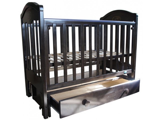 Кроватка Мой Малыш 11 поперечный/продольный маятник, ящик (темный, 70x125x109 см)
