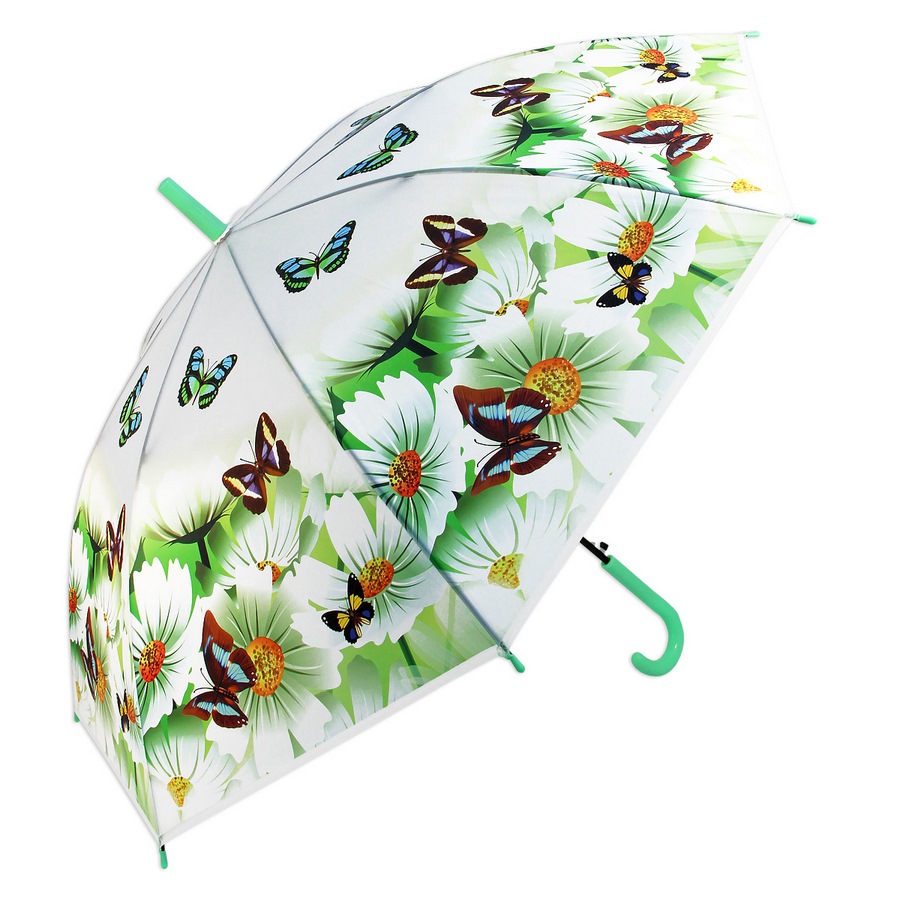 Зонт "Бабочки" (53 см, прозрачный, матовый)