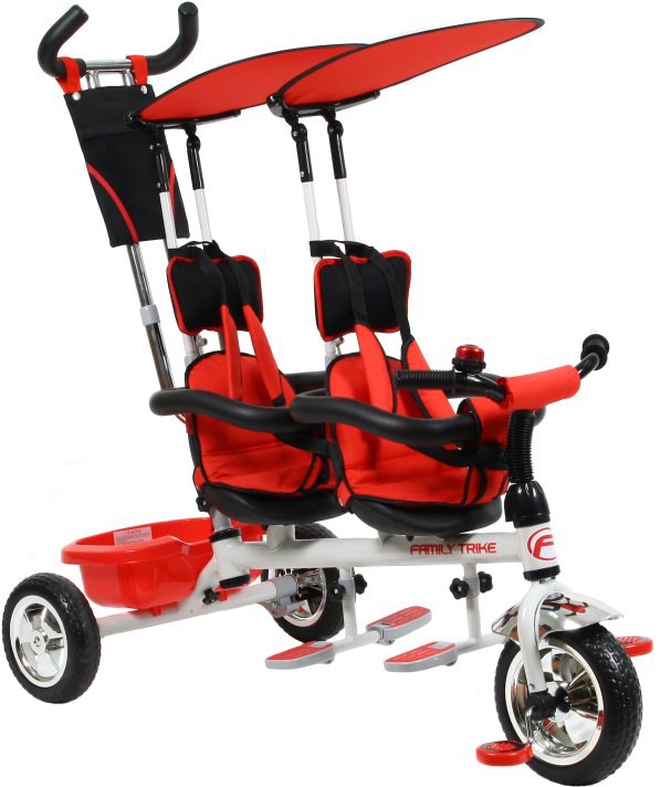 Велосипед трехколесный Family Trike для двойняшек (красный, колеса eva)