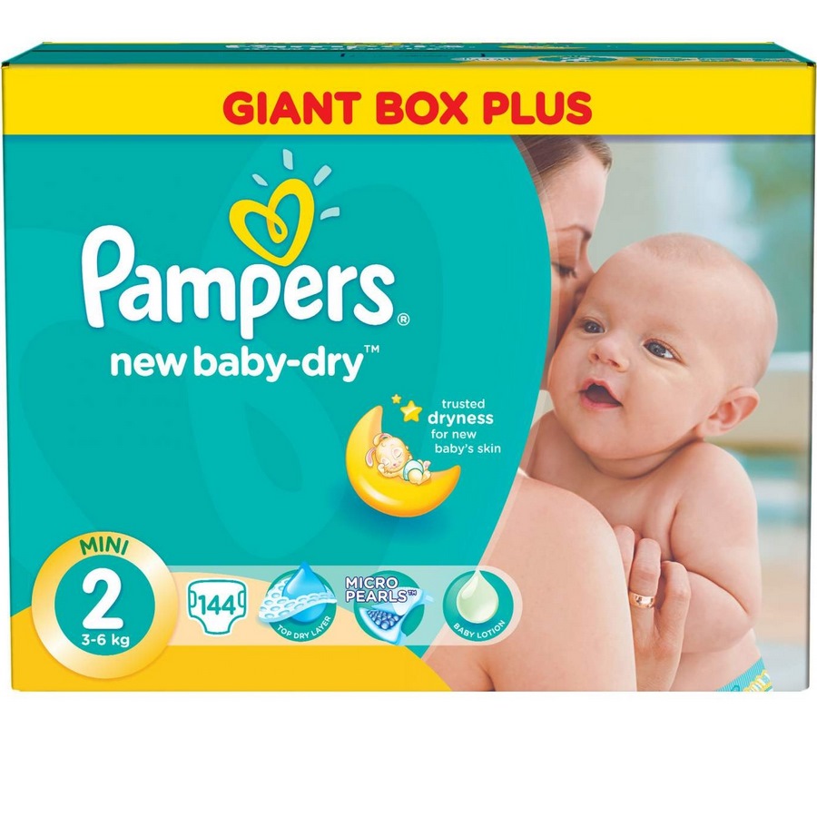 Pampers подгузники new baby-dry mini (3-6 кг) малая мега упаковка 144