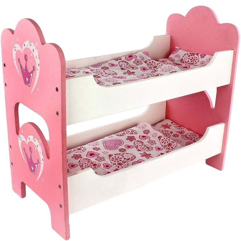Мебель для кукол кроватка двухэтажная "корона" (деревянная 45 см)