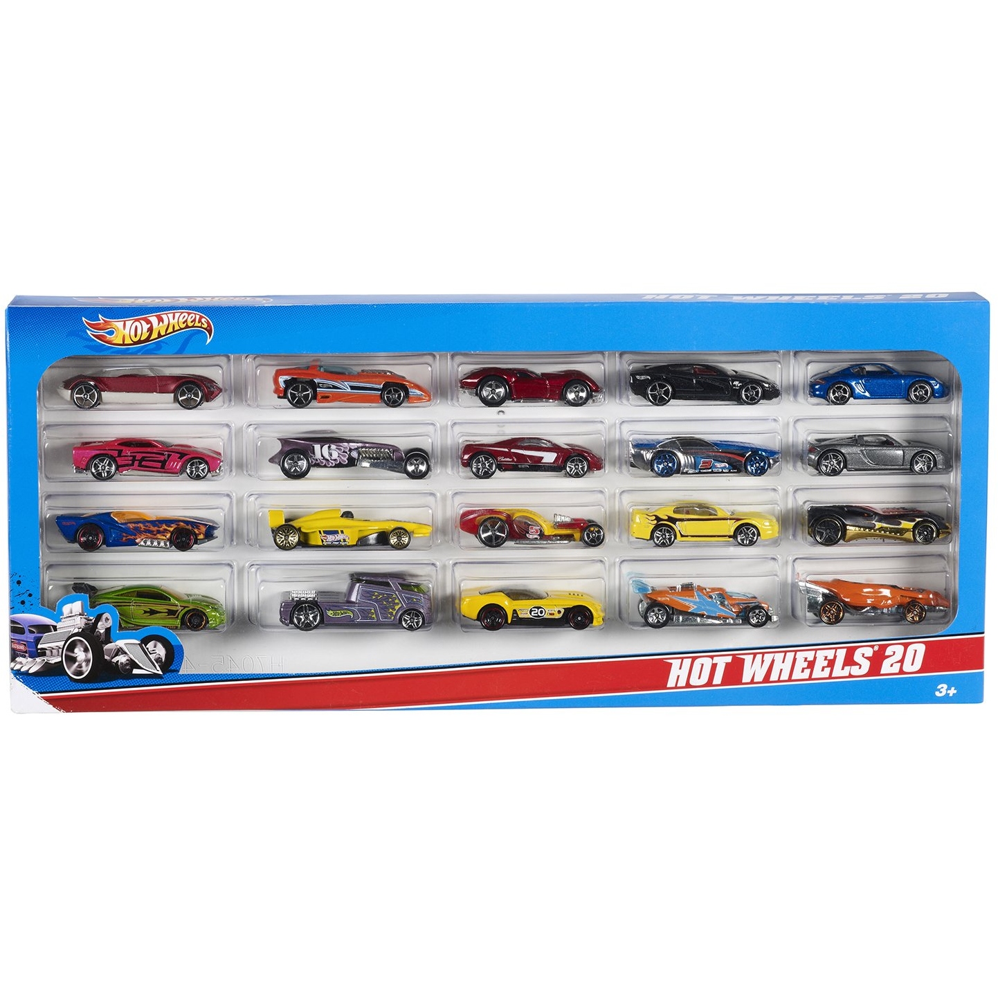 "маттел". hot wheels набор из 20-и базовых машинок в кор.6наб