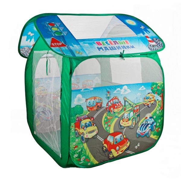 Палатка детская игровая "Веселые машинки", 83х80х105см, в сумке Играем вместе в кор.24шт GFААUТОR