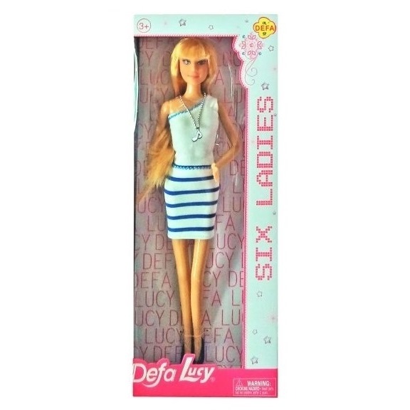 Кукла "Дефа Люси" Модная (платье бело-голубое, 29 см)