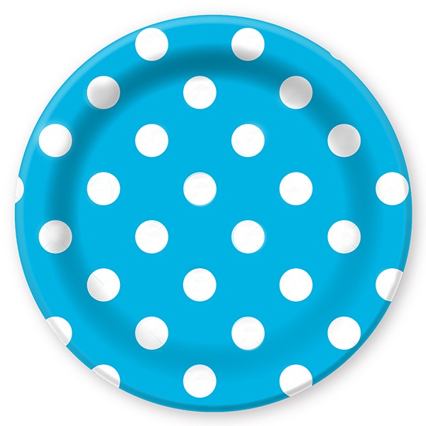 Тарелки ламинированные "Горошек" (23 см, голубой, 6 шт)