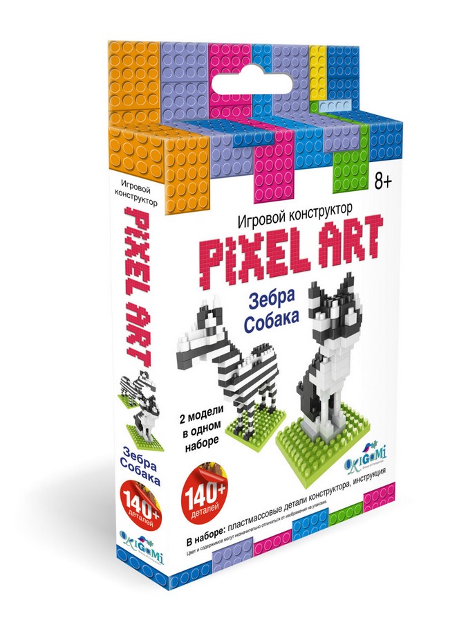 Конструктор 3d-пиксели Рixelart 2 в 1 "Зебра-Собака" 02307