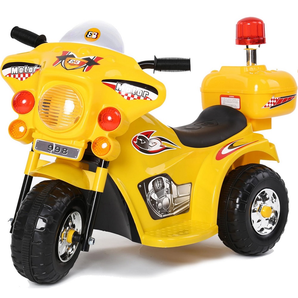 Электромотоцикл RiverToys 998 от 3 лет (свет, звук, желтый)