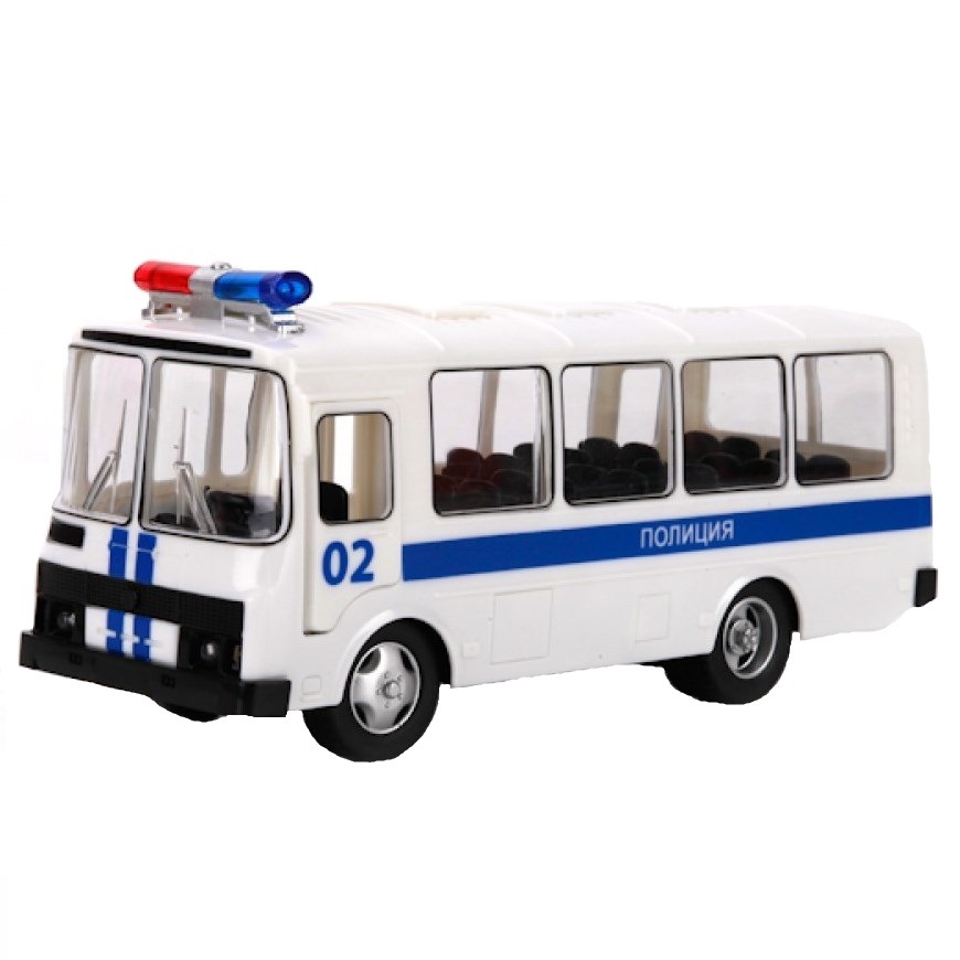 Автобус "Технопарк" ПАЗ Полиция (металл, инерционный, 14 см)