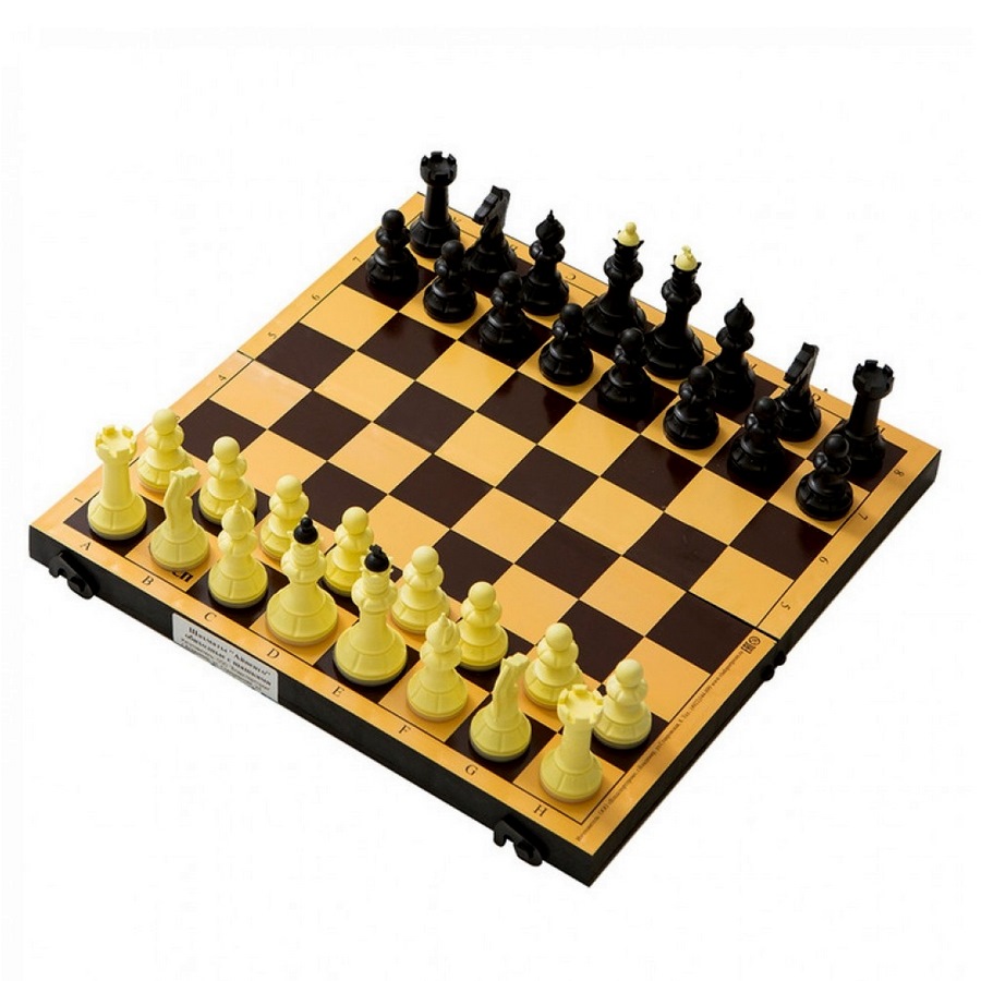 Шахматы "Айвенго" (с деревянной черной доской, рисунок золото)