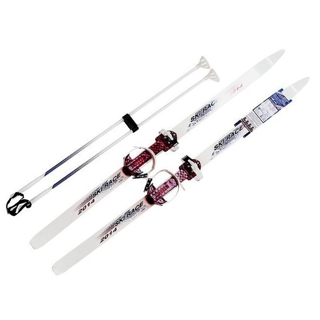Лыжи подростковые Ski Race (с палками, крепления универсальные, 140-105 см)