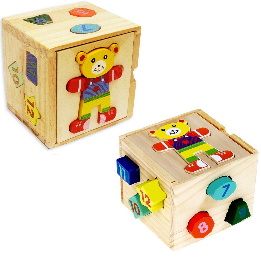 Деревянная игрушка куб-сортер "Мишка"