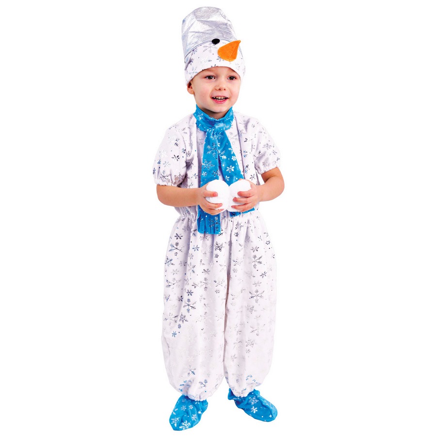 Карнавальный костюм "Снеговик" ( комбинезон, шапка) размер 104-52