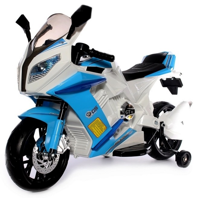 Электромотоцикл RiverToys М111ММ от 2 лет (свет, звук, бело-синий)