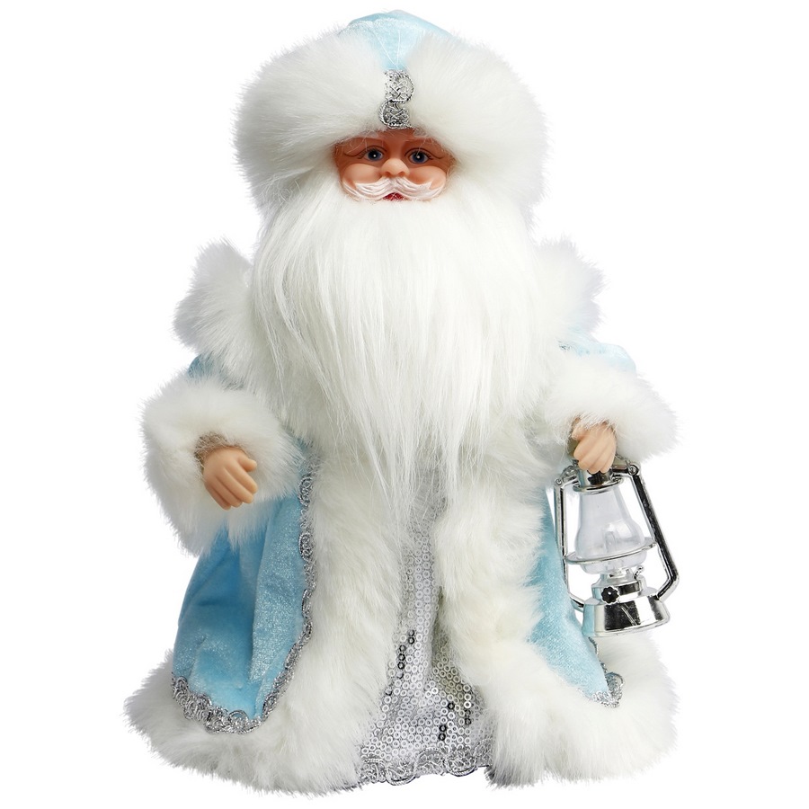 Дед мороз в голубом 30 см, мех., муз., песня "в лесу родилась елочка", элементы питания не входят в комплект