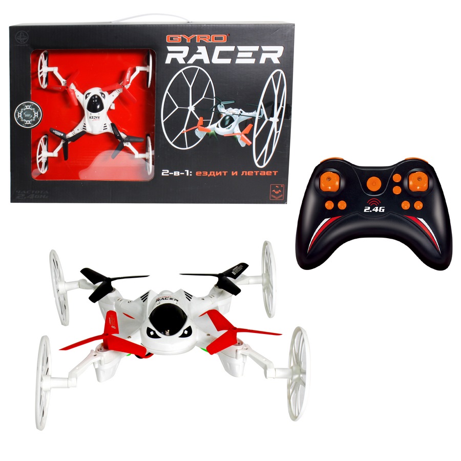 Квадрокоптер 1Toy Gyro-racer с пультом (4 канала, ездит, 16x16 см)