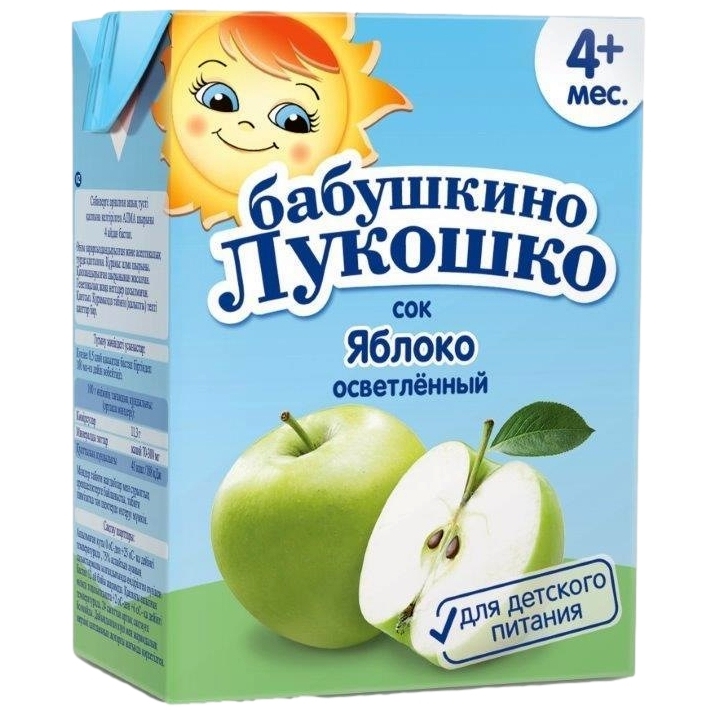 Сок "Бабушкино лукошко" яблочный осветленный тетрапак (200 мл.)