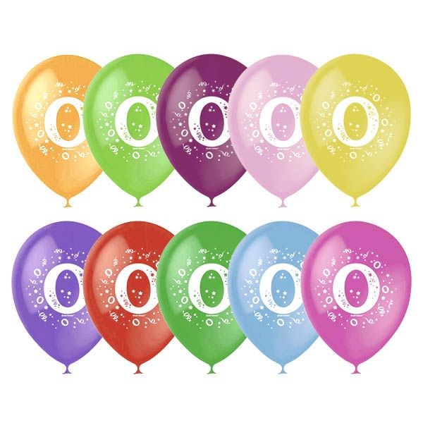 Воздушные шары "Цифра 0" (12" 30 см, 10 шт, латекс)