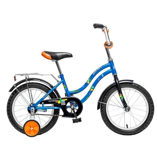Велосипед Novatrack Tetris 16" (синий, тормоз ножной, багажник хром)