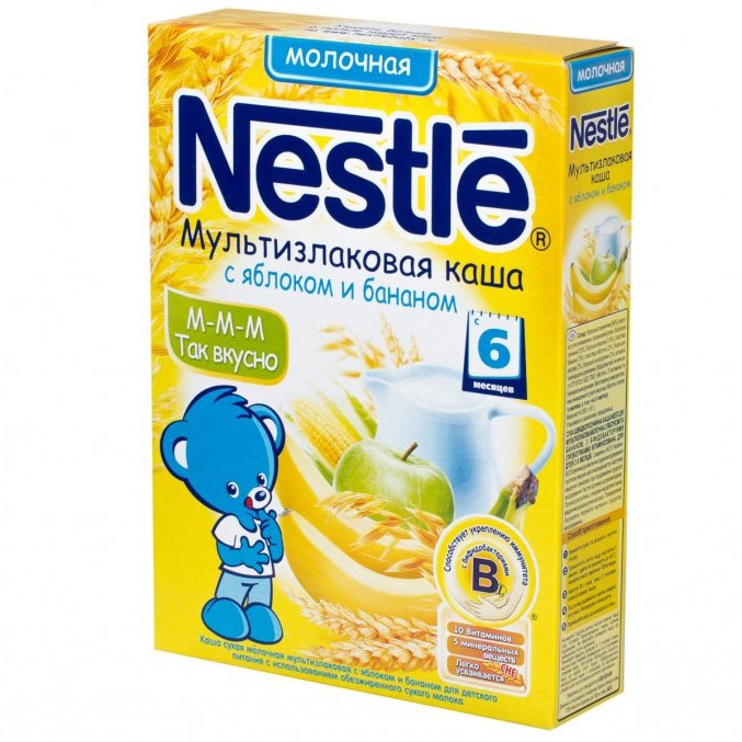 Каша молочная nestle мультизлаковая с яблоком и бананом