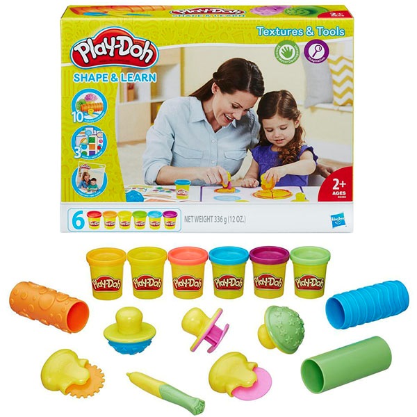 Набор Play-Doh "Текстуры и инструменты" (пластилин, 6 баночек, 336 г)
