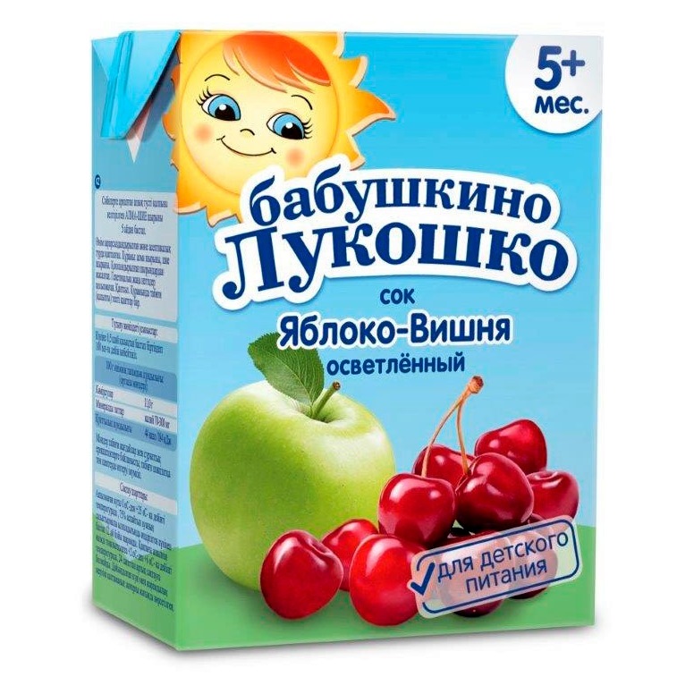 Сок "Бабушкино лукошко" яблоко-вишня осветленный (200 мл.)