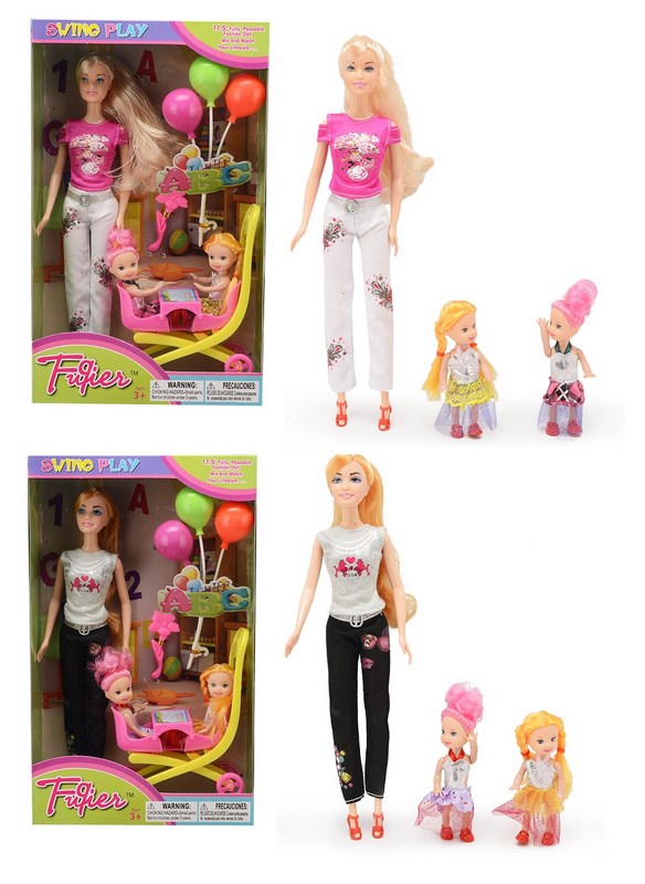 Набор кукол "Детский праздник" (28 см, 2 куклы 7.5 см, шары)