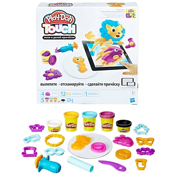 Набор Play-Doh Touch "Лепи и делай причёски" (5 цветов)