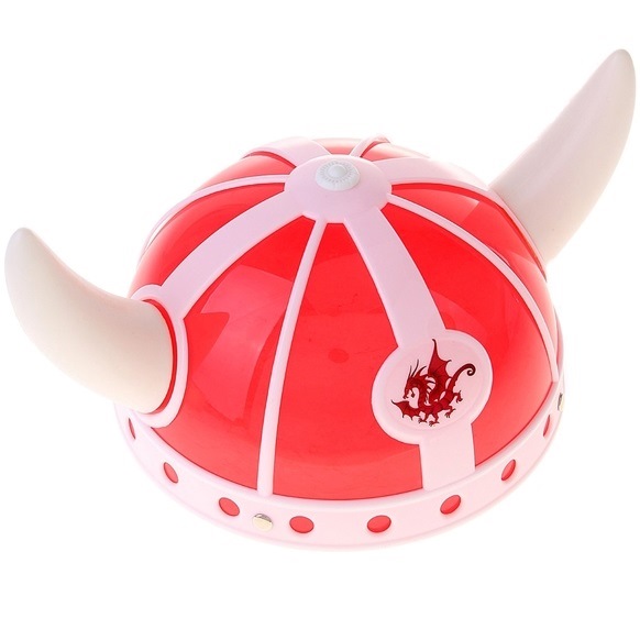 Карнавал шлем викинга с рогами дракон бело-красная 329534
