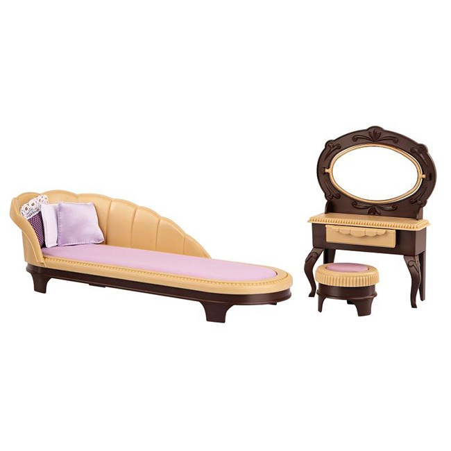 Кукольная мебель "Коллекция" (будуар, кровать, трюмо, пуфик) С-1369