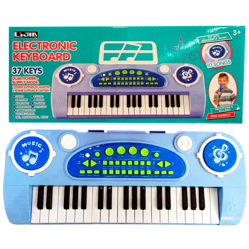 Синтезатор (37 клавиш, микрофон, запись, инструкция, голубой) 328-03C