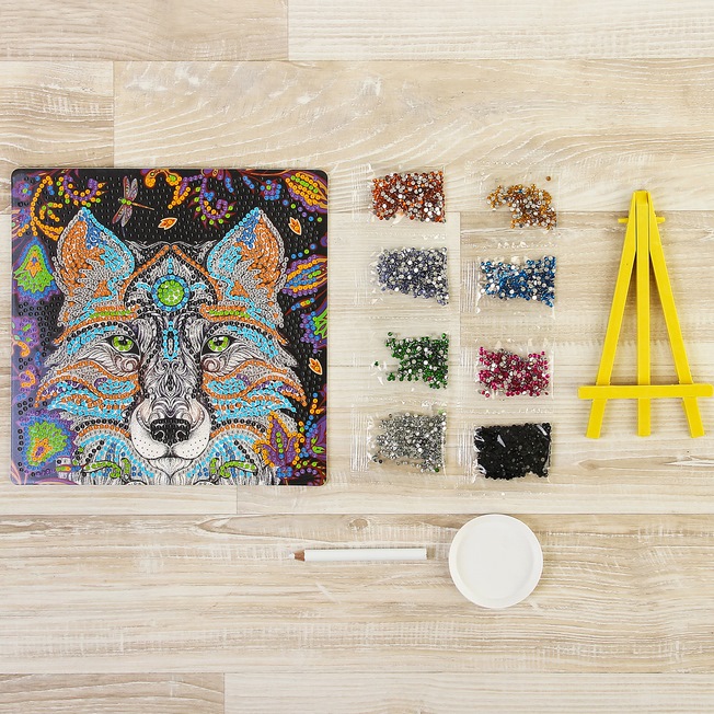 Алмазные мозаика "Ночной волк" (8 цветов, 20х20 см)
