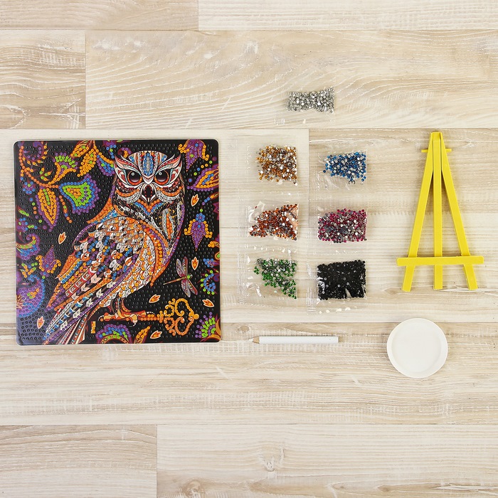 Алмазные мозаика "Золотая сова" (7 цветов, 20х20 см)