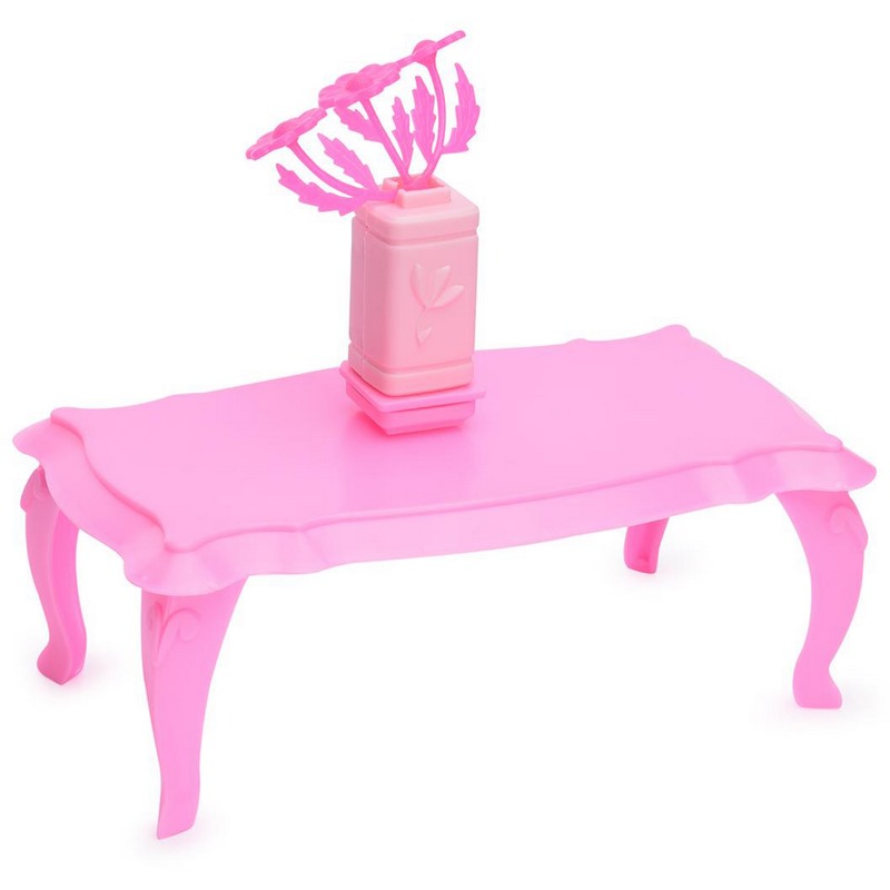 Журнальный столик с цветами для куклы. розовые, арт. с-1395