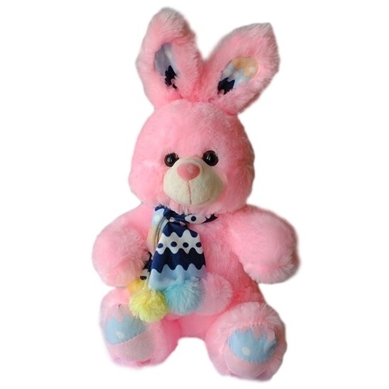 Мягкая игрушка "Заяц в шарфе с пампушками № 1" (24x43x25 см)